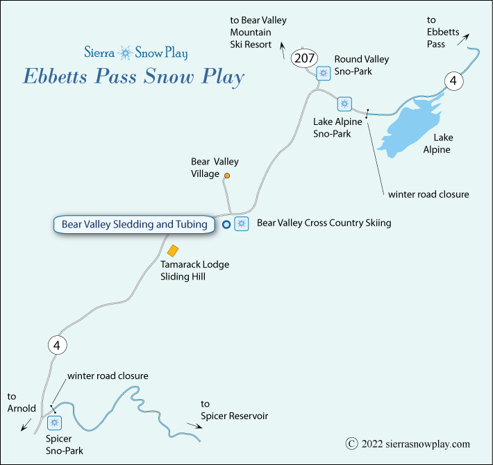 Ebbetts Pass snow play map
