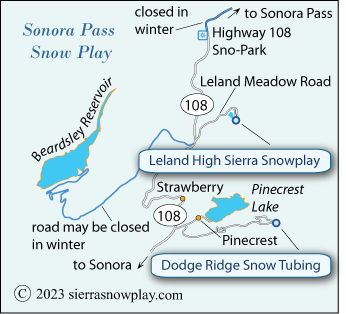 Sonora Pass snow play map, Tuolumne County, California