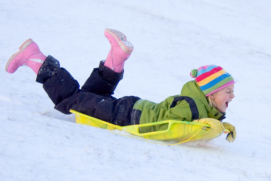 girl on sled