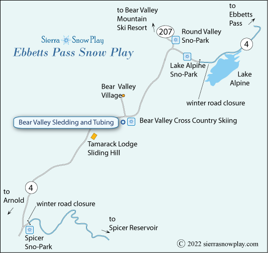 Ebbetts Pass snow play map