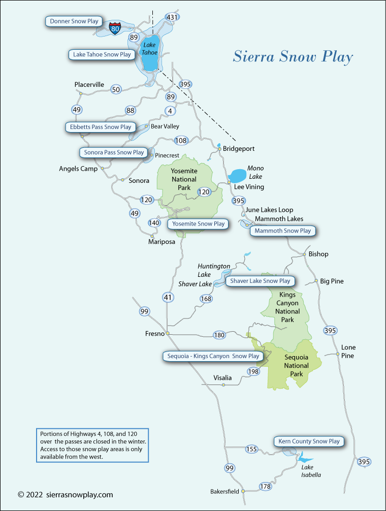 Sierra  snow play map