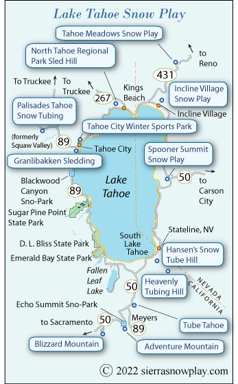 Lake Tahoe snow play map